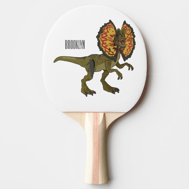 Raquete De Ping Pong Ilustração de desenho animado de Dilophosaurus (Frente)