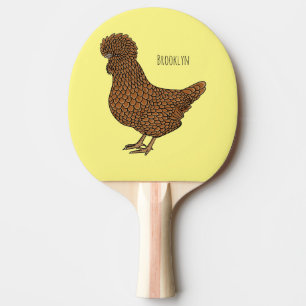 Raquete De Ping Pong Ilustração de desenho animado de frango polado Cha