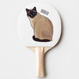 Raquete De Ping Pong Ilustração de desenho animado de gato siamês