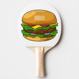 Raquete De Ping Pong Ilustração de desenho animado de hambúrguer