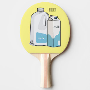 Raquete De Ping Pong Ilustração de desenho animado de leite