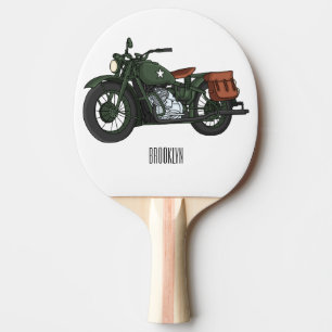 Raquete De Ping Pong Ilustração de desenho animado de motocicleta milit