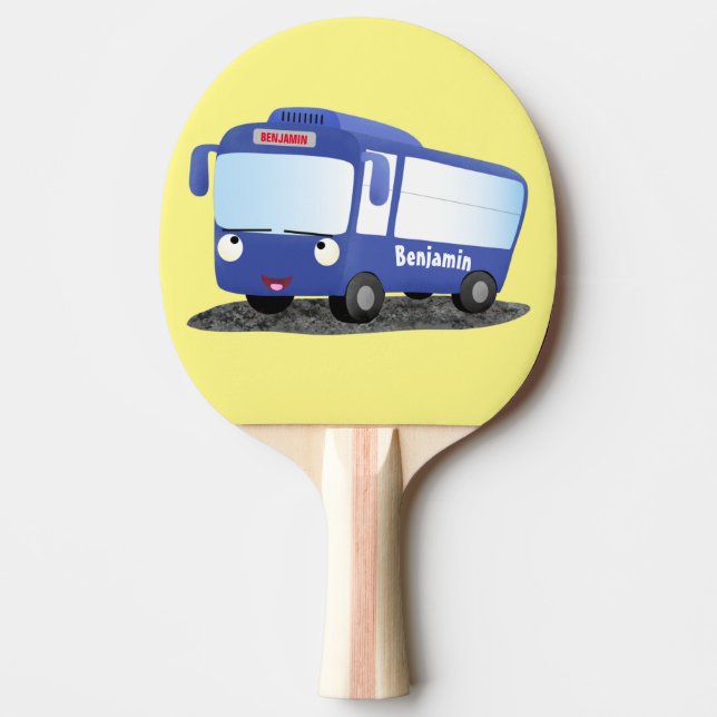 Raquete De Ping Pong Ilustração de desenho animado de ônibus moderno az (Frente)
