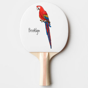 Raquete De Ping Pong Ilustração de desenho animado de papagaio-escarlat