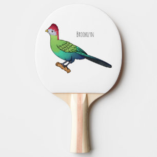 Raquete De Ping Pong Ilustração de desenho animado de pássaro turaco co
