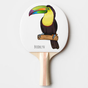 Raquete De Ping Pong Ilustração de desenho animado de pássaros tucanos 