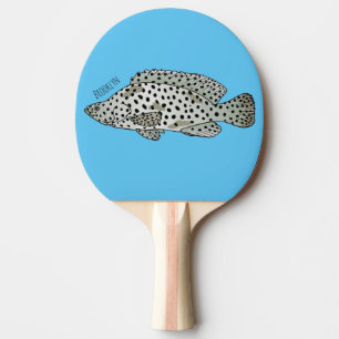 Raquete De Ping Pong Ilustração de desenho animado de peixe-garoupa-jub