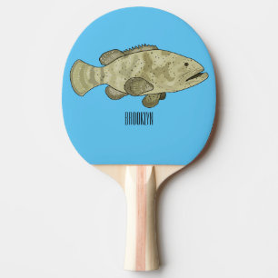 Raquete De Ping Pong Ilustração de desenho animado de peixe-grua