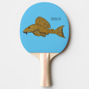 Raquete De Ping Pong Ilustração de desenho animado de peixe-palco