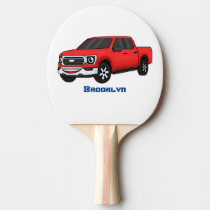 Raquete De Ping Pong Ilustração de desenho animado de picup vermelho-