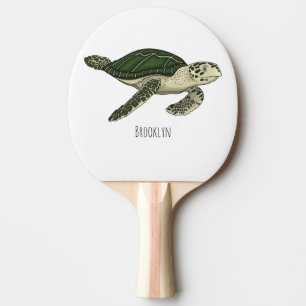 Raquete De Ping Pong Ilustração de desenho animado de tartaruga marinha