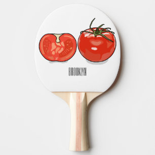 Raquete De Ping Pong Ilustração de desenho animado de tomate