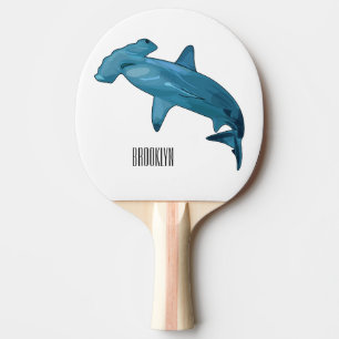 Raquete De Ping Pong Ilustração de desenho animado de tubarão-martelo
