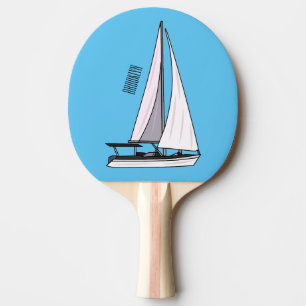 Raquete De Ping Pong Ilustração de desenho animado em veleiro