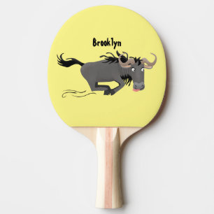 Raquete De Ping Pong Ilustração de desenho animado engraçado de um gnu 
