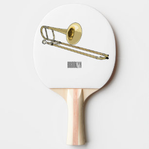 Raquete De Ping Pong Ilustração de desenho animado Trombone