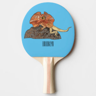 Raquete De Ping Pong Ilustração de desenho de lagarto de pescoço frito