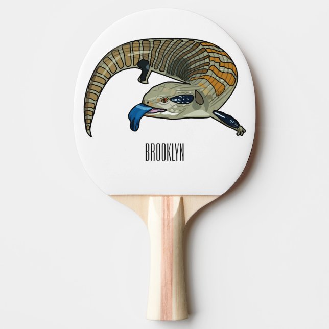 Raquete De Ping Pong Ilustração de desenho em tons azuis (Frente)