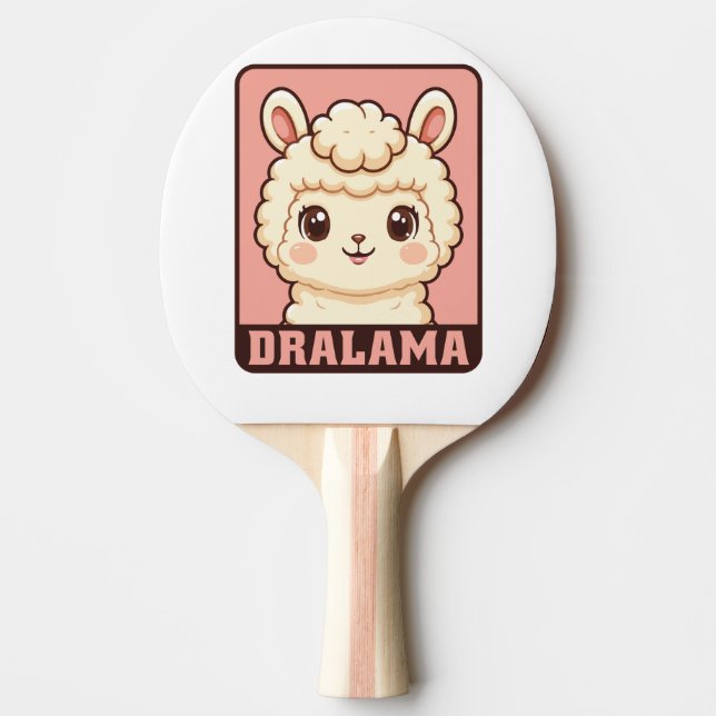 Raquete De Ping Pong Ilustração de lhama fofa design (Frente)
