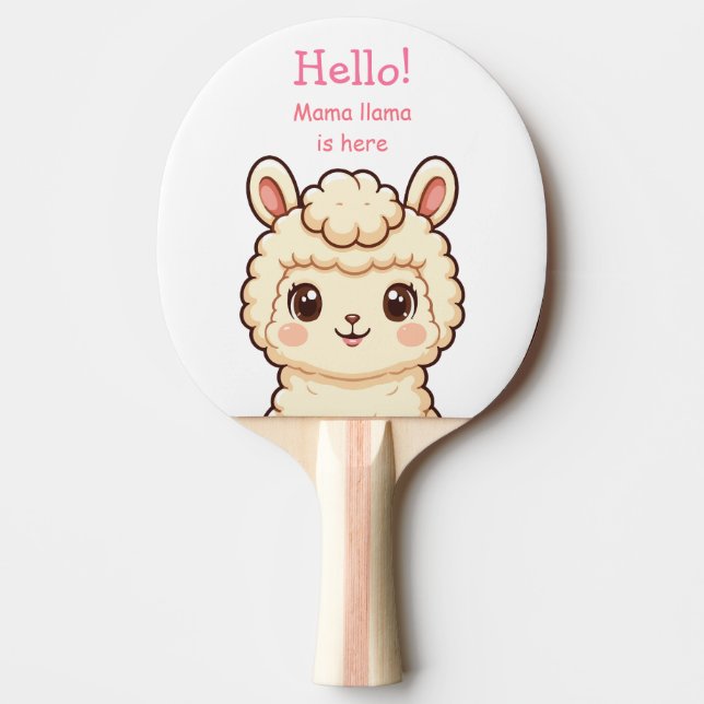 Raquete De Ping Pong Ilustração de lhama fofa design (Frente)