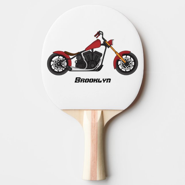 Raquete De Ping Pong Ilustração de moto estilo Chopper (Frente)