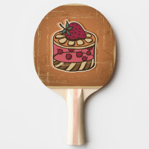 Raquete De Ping Pong Ilustração do bolo no estilo retro