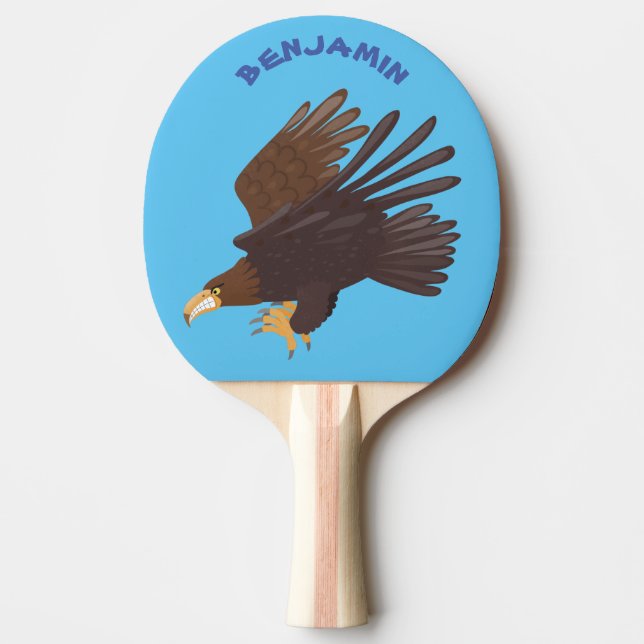Raquete De Ping Pong ilustração engraçada da águia-ouro (Frente)