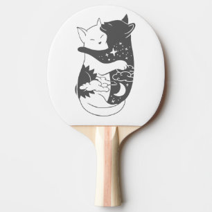 Raquete De Ping Pong Ilustração noturna do gato dia do gato - Escolhe