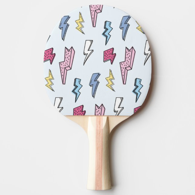 Raquete De Ping Pong Ilustração Vintage Thunder Seamless (Frente)