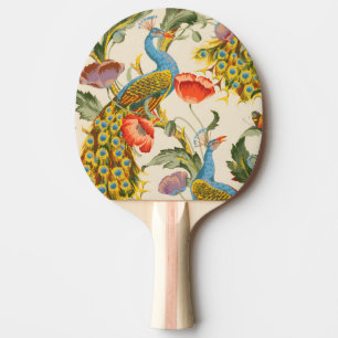 Raquete De Ping Pong Ilustrações de Peacock e Poppies Vintage