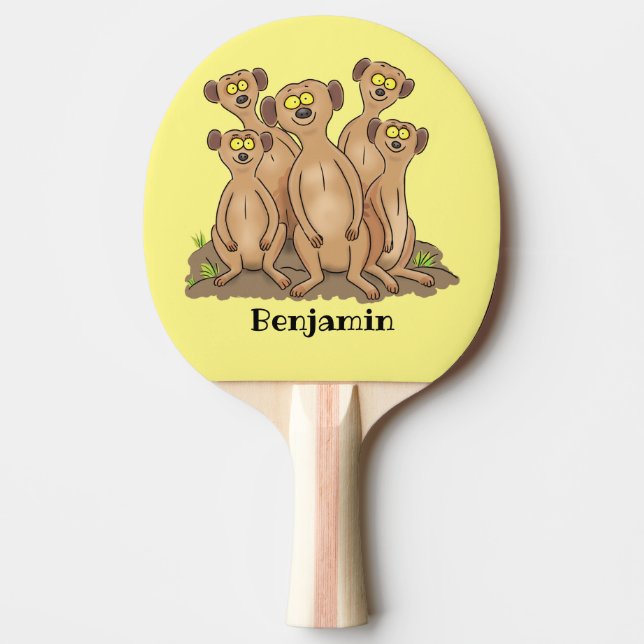 Raquete De Ping Pong Imagem animada da família Meerkat (Frente)