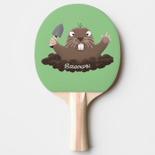 Raquete De Ping Pong Imagem de desenho animado de bolso engraçado (Frente)