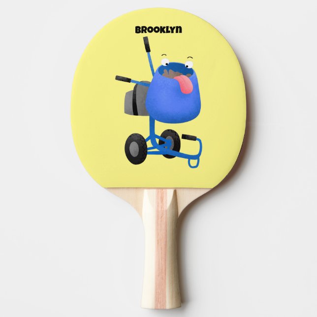 Raquete De Ping Pong Imagem de desenho animado de misturador azul engra (Frente)
