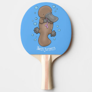 Raquete De Ping Pong Imagem de desenho animado de platypus de bebê feli