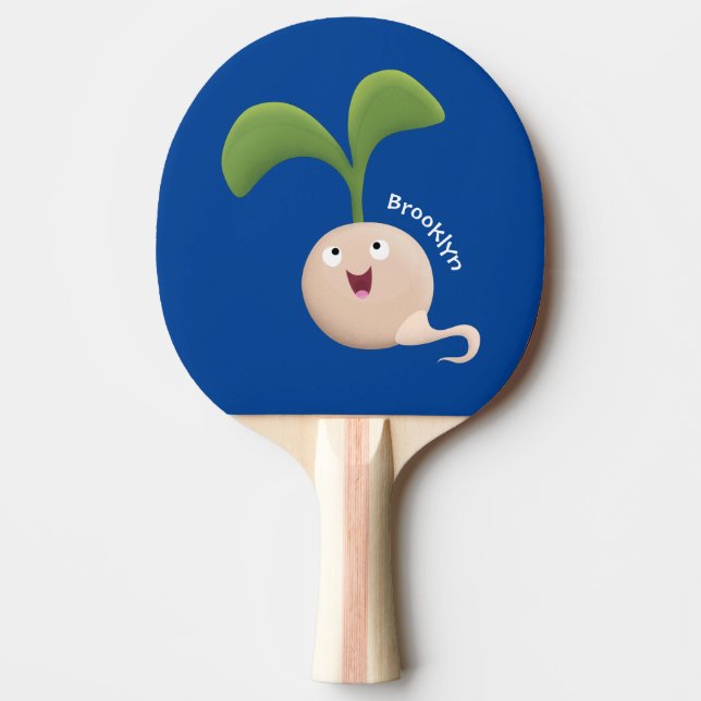 Raquete De Ping Pong Imagem de desenho animado de sementes felizes e bo (Frente)
