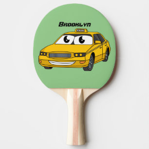 Raquete De Ping Pong Imagem de desenho animado de táxi amarelo bonito