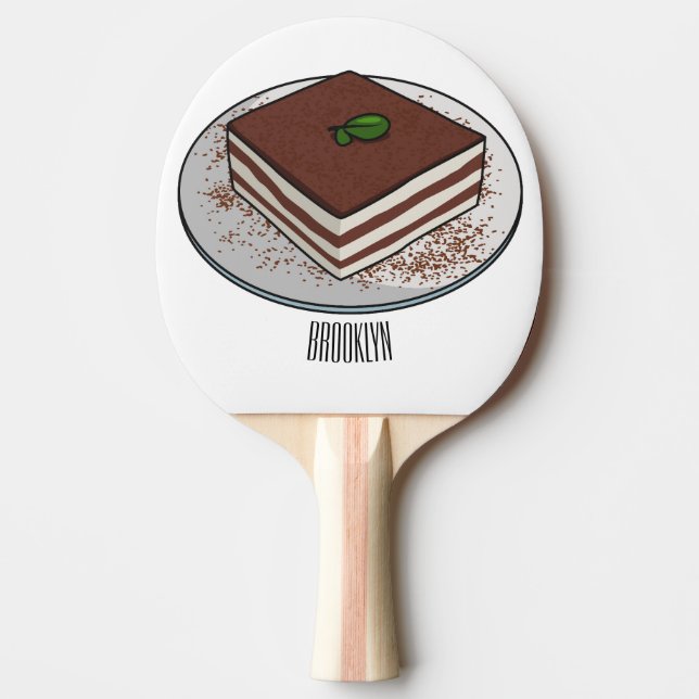 Raquete De Ping Pong Imagem do desenho do bolo Tiramisu (Frente)
