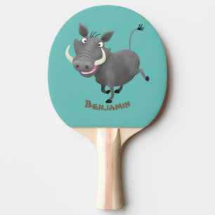 Raquete De Ping Pong Imagem engraçada de desenho animado de porco-branc