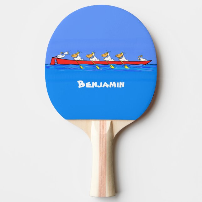 Raquete De Ping Pong Imagem engraçada de desenhos animados pelicanos (Frente)