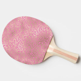 Raquete De Ping Pong Impressão de Glam Leopard, Dourada Rosa