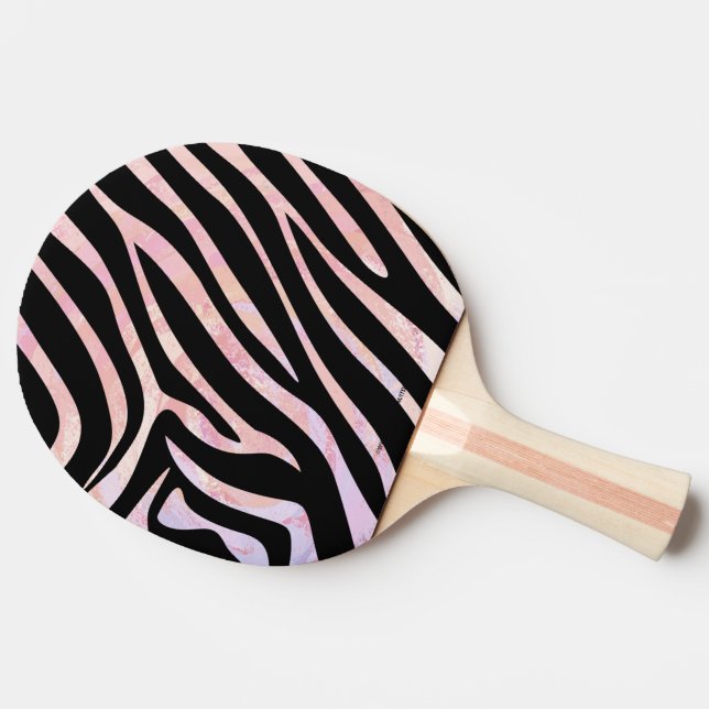 Raquete De Ping Pong Impressão de Zebra Preta e Rosa (Lateral)