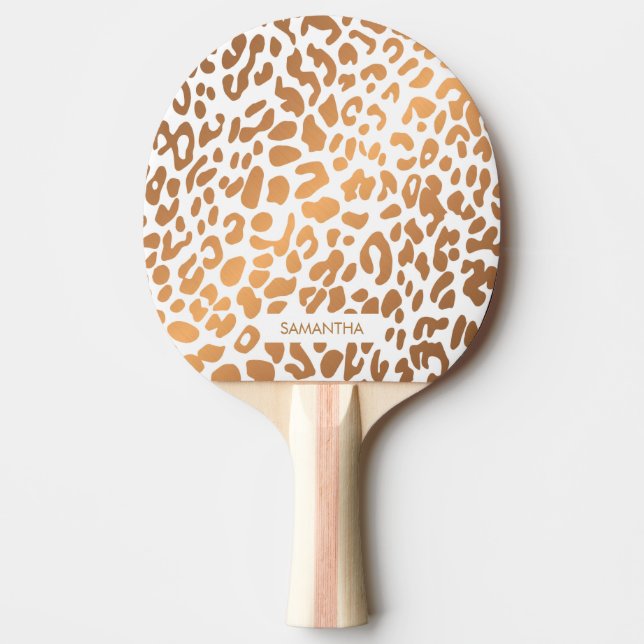 Raquete De Ping Pong Impressão dourado do leopardo (Frente)