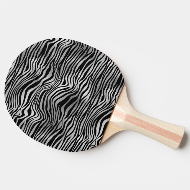 Raquete De Ping Pong Impressão em Zebra Negra Glam Silver (Lateral)