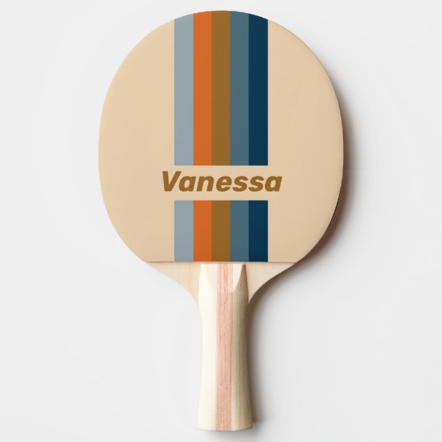 Raquete De Ping Pong Indigo Horizon Pin Stripes with Name (Frente)