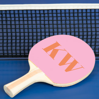 Raquete De Ping Pong Iniciais de Monograma Laranja Cor-de-Rosa Moderna 