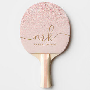 Raquete De Ping Pong Iniciais e nome do Rico brilhante Dourado da Tendy