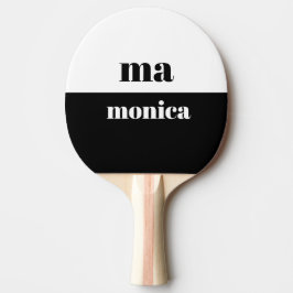 Raquete De Ping Pong Inicial de monograma elegante em roteiro preto e b