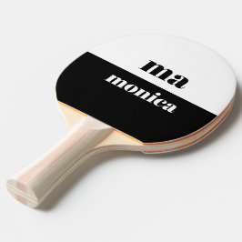 Raquete De Ping Pong Inicial de monograma elegante em roteiro preto e b