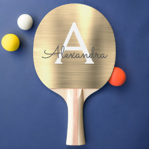 Raquete De Ping Pong Inicial metálica Dourado luxuosa do nome do