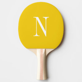 Raquete De Ping Pong inicial monograma moderno amarelo e branco